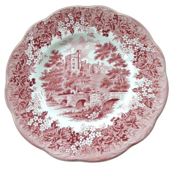 J&G Meakin Romantic England Haddon Hall 10" rose tone dinner plate transferware - Picture 3 of 4